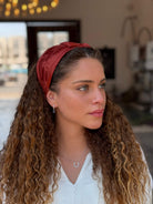 קשת לשיער שיפון חמרה בד פירחוני צבע על צבע