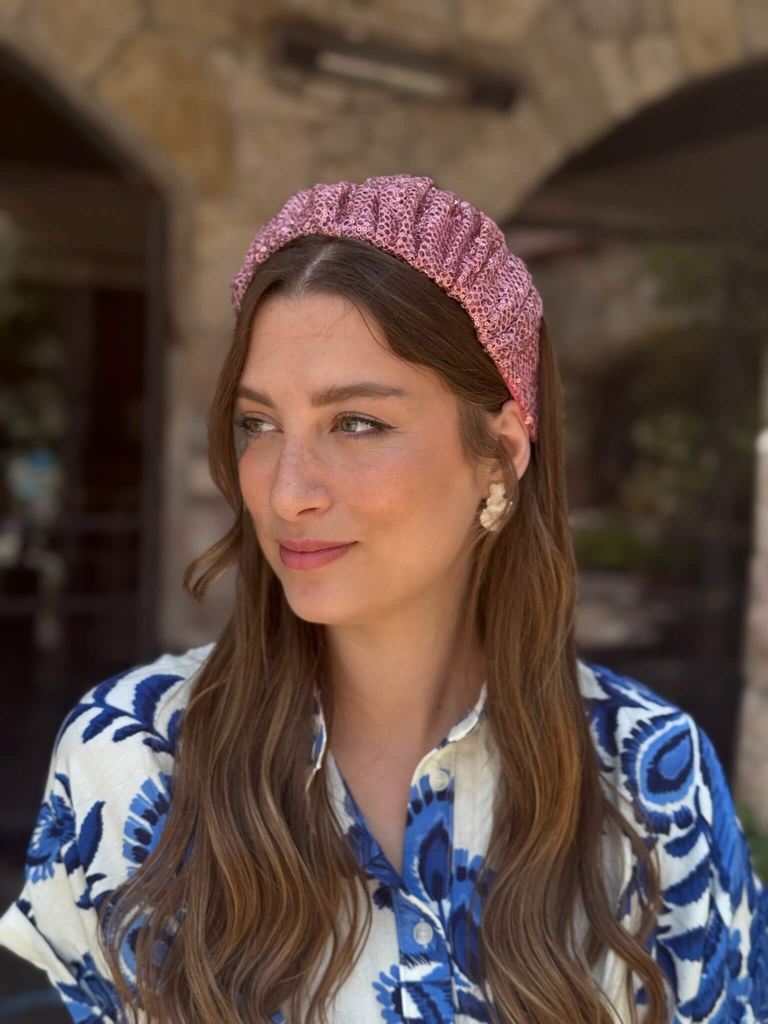 קשת לשיער פייט רשת עדין ורוד מעושן עתיק