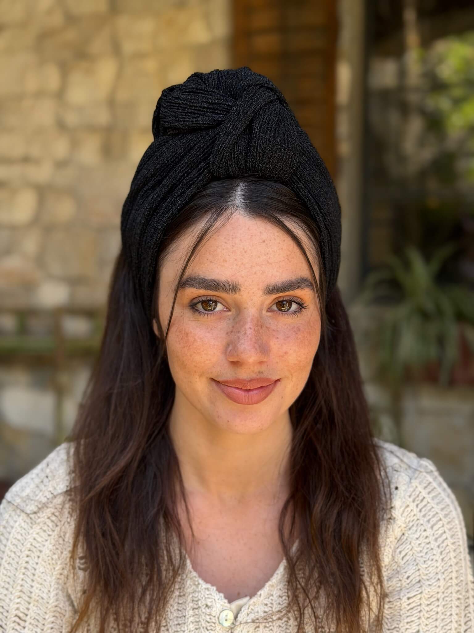 סרט קשירה לשיער מיני פליסה שחור מנצנץ עדין
