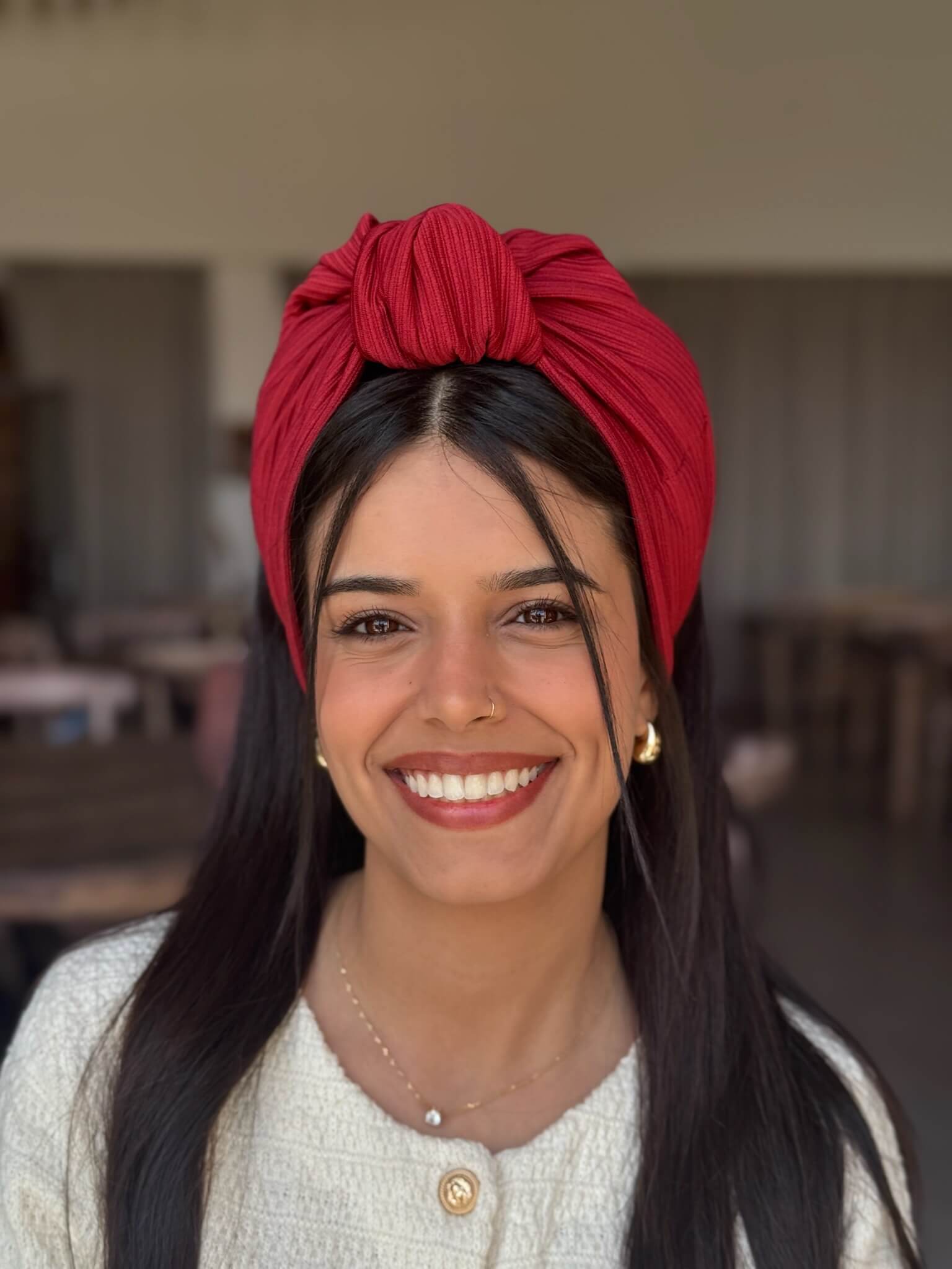 סרט קשירה לשיער חמרה  כהה פסים