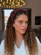 קשת לשיער שיפון חום מבריק