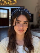 קשת לשיער שיפון נייבי פרחוני