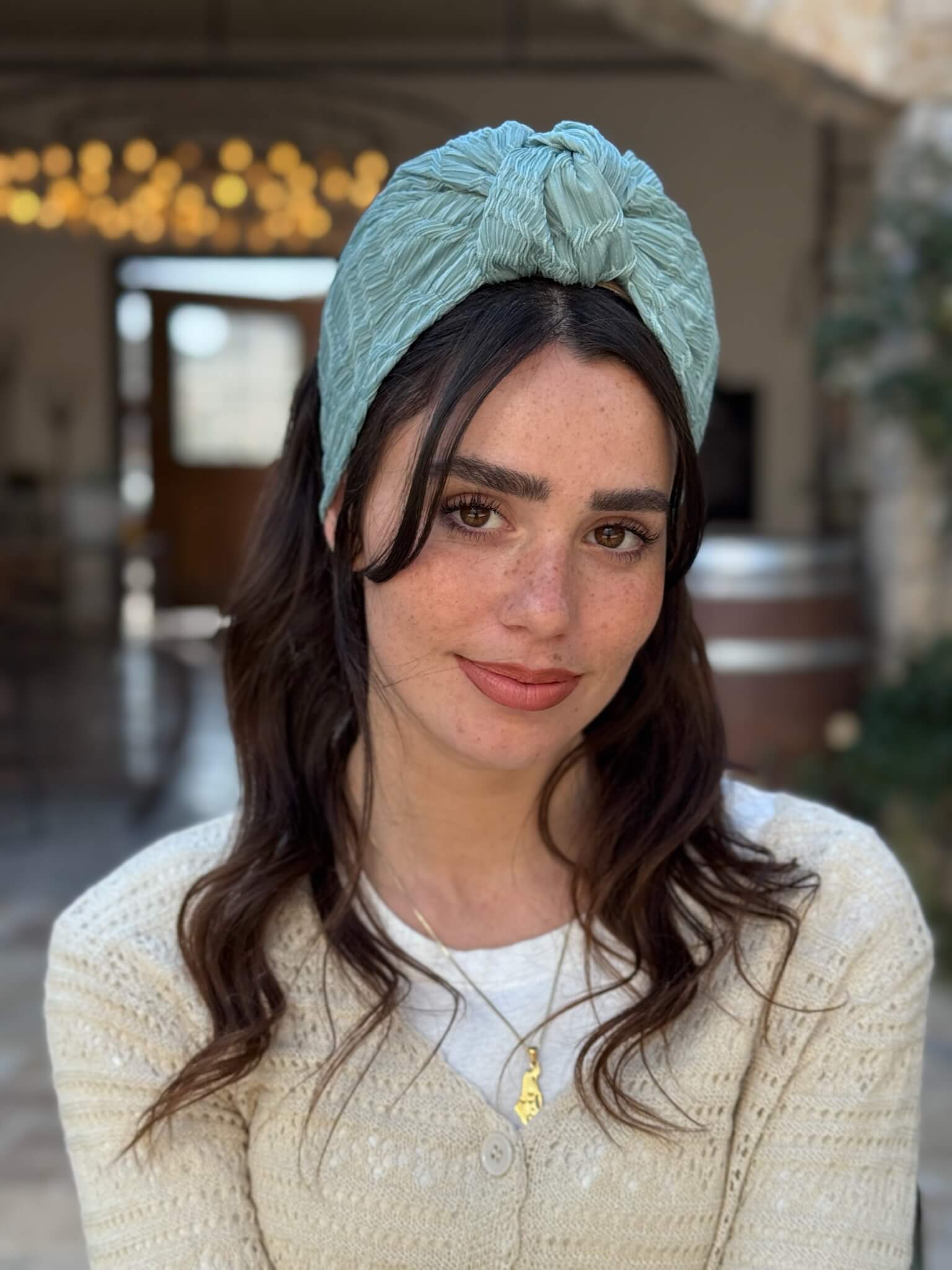 סרט קשירה לשיער בד קומות טורקיז
