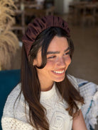 קשת לשיער שיפון מט בגוון חום שוקולד