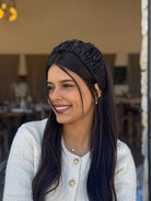 קשת לשיער רשת פייט שחור על שחור עם עיטורים בשחור
