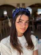 קשת לשיער שיפון מבריק כחול נייבי