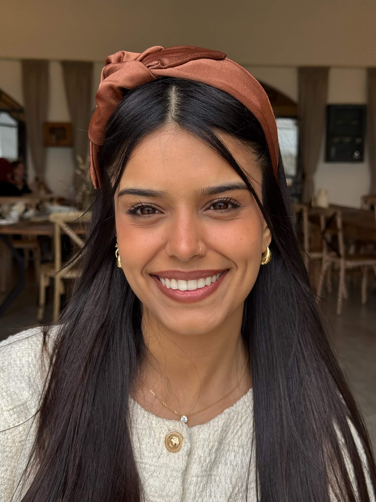 קשת לשיער חום נחושת מנצנץ