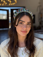 קשת לשיער שיפון ירוק פרחוני צבעוני מושלם