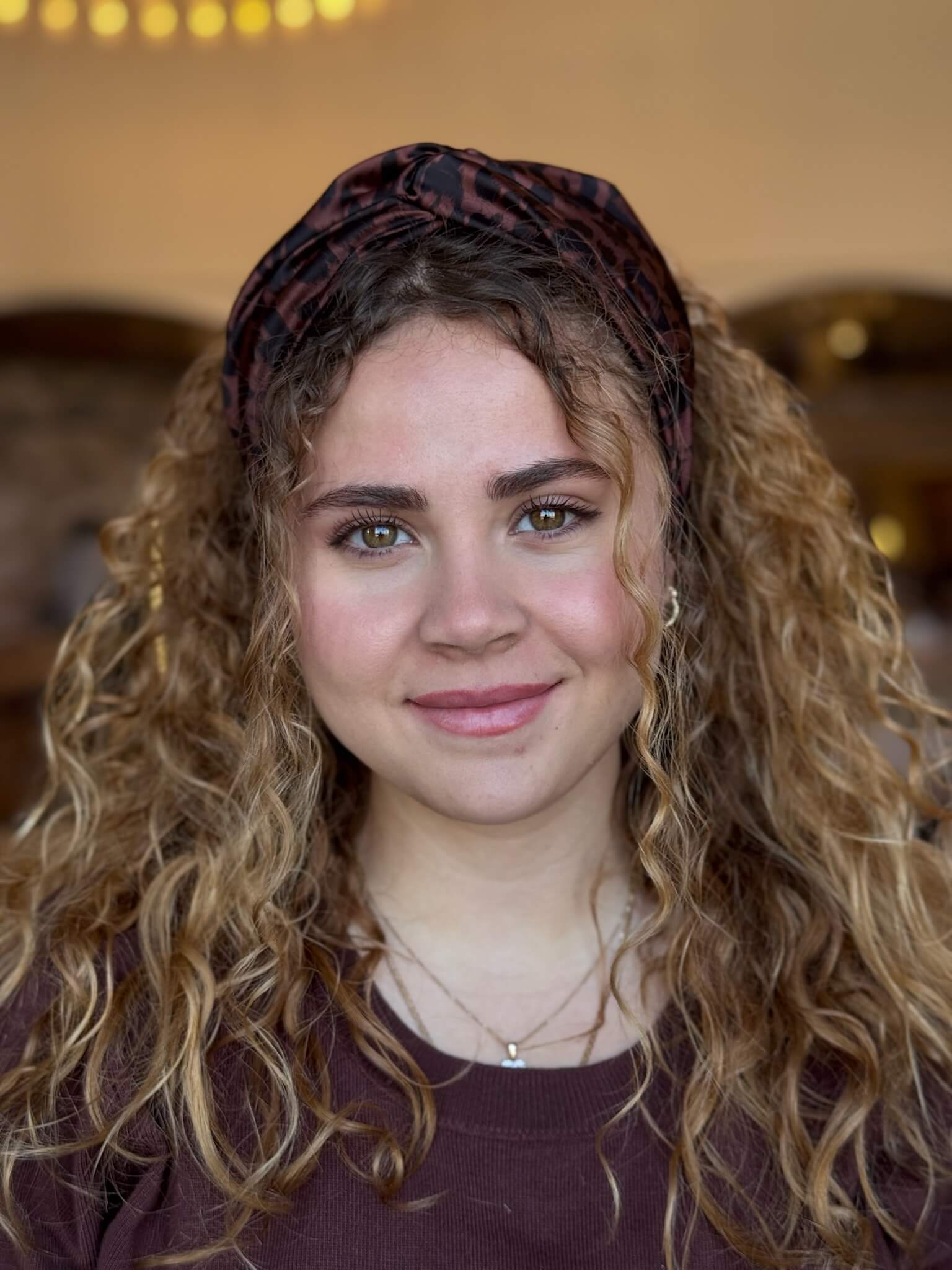 סרט לשיער שיפון מנומר שחור וחום שוקולד