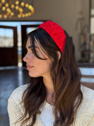 קשת לשיער רקמה ופייט פייזלי אדום על אדום