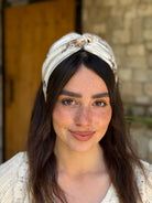 מיני טורבן שיפון פירחוני על בסיס שמנת