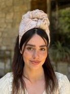 סרט קשירה לשיער ברוקרד ורשת ורוד עתיק מנצנץ עדין