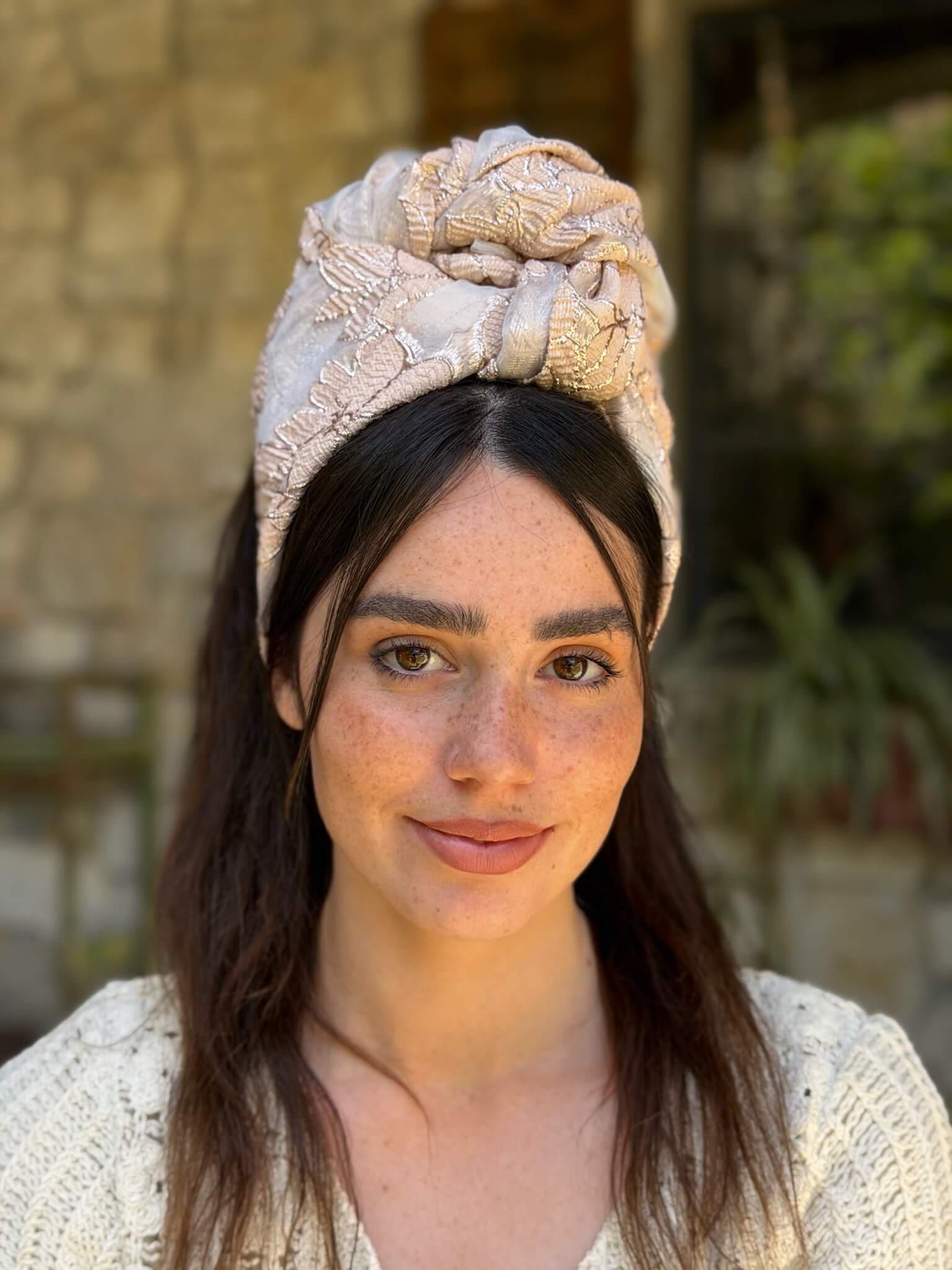 סרט קשירה לשיער ברוקרד ורשת ורוד עתיק מנצנץ עדין