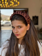 קשת לשיער שיפון חום מבריק