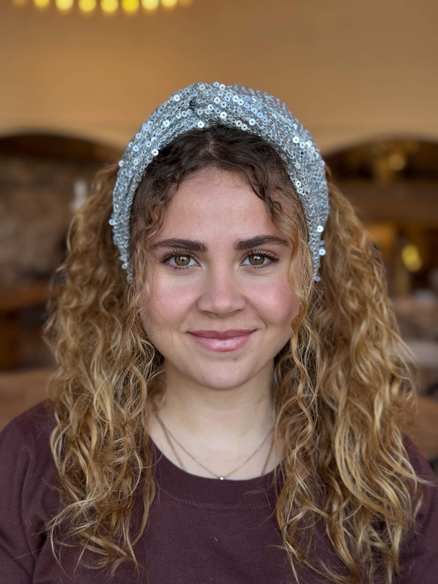 טורבן פייטים כסף בהיר מט