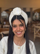 סרט קשירה לשיער רקמה ווינטאג דקה שמנת