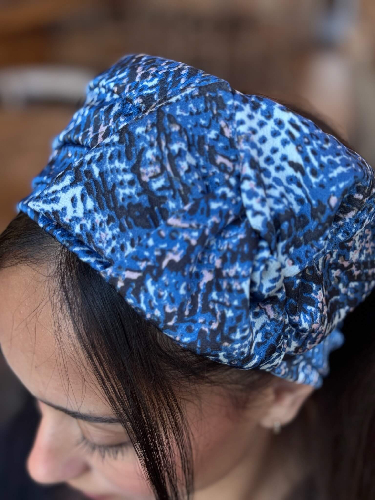 סרט לשיער שיפון כחול אוף ווייט וורוד סלמון עדין משולב