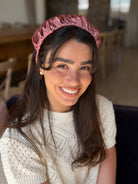 קשת לשיער שיפון ורוד עתיק מנומר