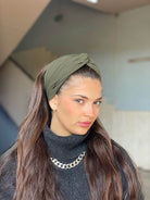 סרט לשיער שיפון חאקי חלק