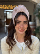 סרט קשירה לשיער בד בועות ורוד עדין