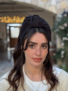 סרט קשירה לשיער מיני פליסה שחור