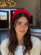 קשת לשיער רקמה ופייט פייזלי אדום על אדום