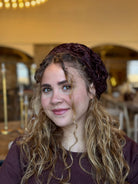 ברט קטיפה צרובה פרחונית חום