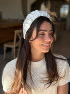 קשת לשיער שיפון מקומט שמנת מבריק