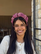 קשת לשיער רקמה ופייט ורוד