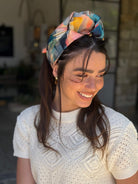 סרט קשירה לשיער בד דמוי פשתן אבסרקטי