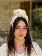 סרט קשירה לשיער בז סריג דק בז