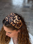 קשת לשיער שיפון מנומר חום קלאסי