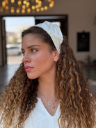 קשת לשיער שיפון לבן חלבי מבריק