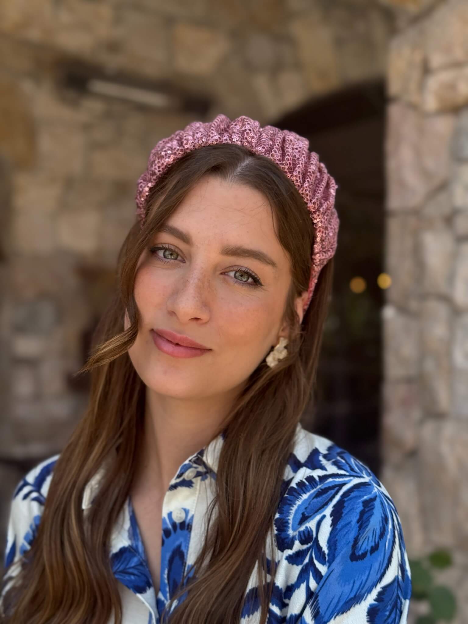 קשת לשיער פייט רשת עדין ורוד מעושן עתיק