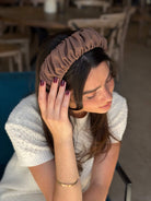 קשת לשיער שיפון מט מוקה חום