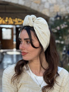 סרט קשירה לשיער מיני פליסה שמנת בהיר