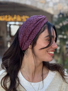מיני טורבן בד קרושה פרח סגול חציל