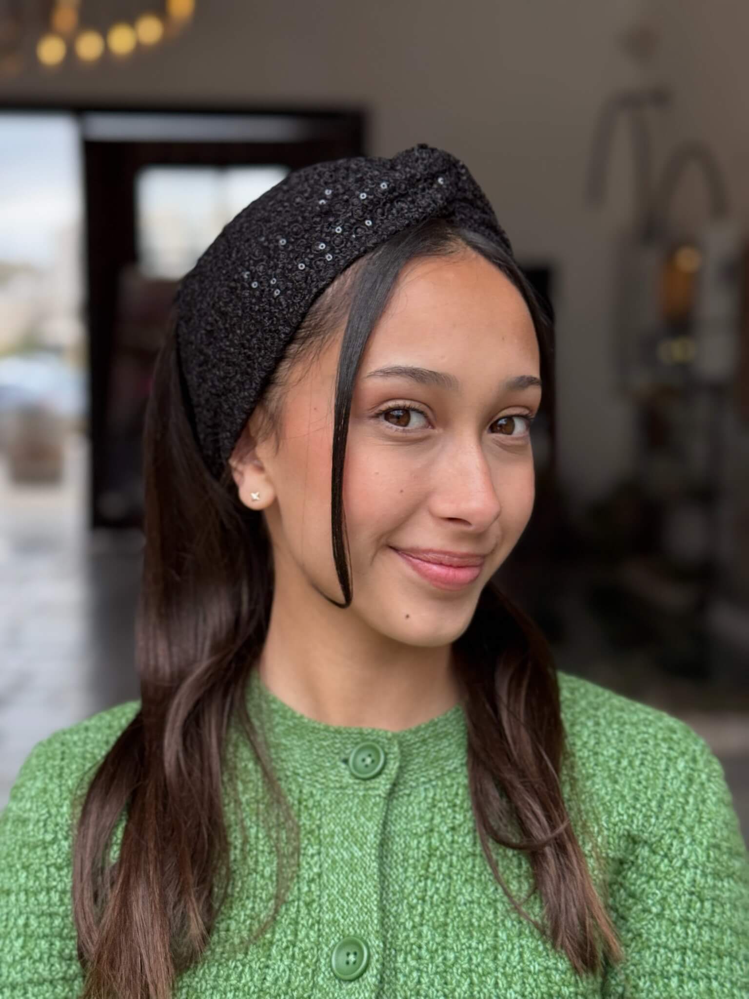 מיני טורבן שחור שחור רשת פייט עדין