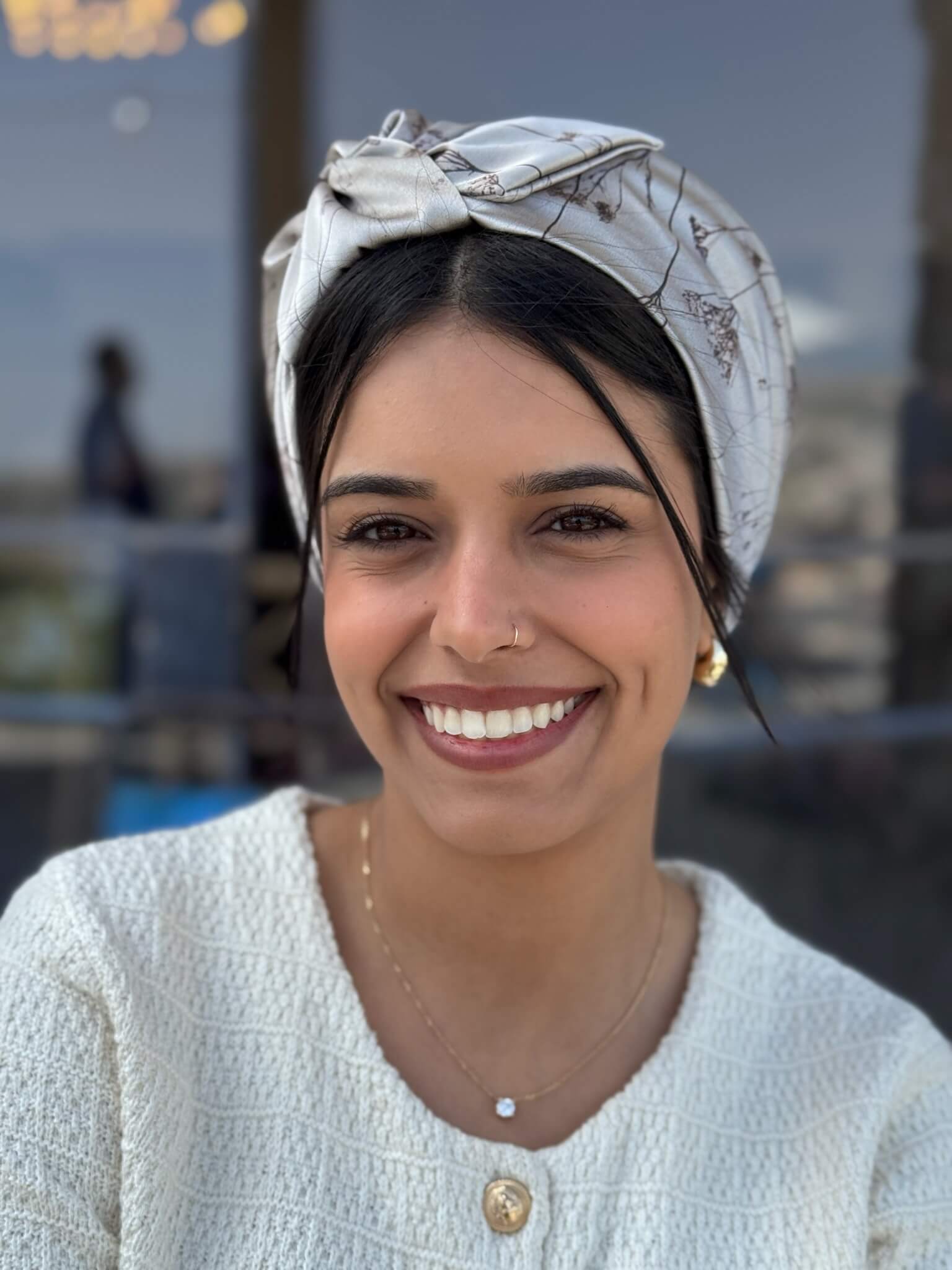 מטפחת ראש שיפון שמפניה עם שיבולים חומים