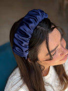 קשת לשיער שיפון מבריק כחול נייבי