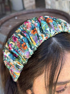 קשת לשיער שיפון ירוק פרחוני צבעוני מושלם