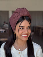סרט קשירה לשיער בד  מיני פליסה חום שוקולד