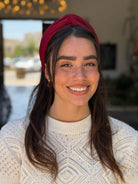 מיני טורבן בד מיני פליסה בורדו קלאסי