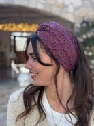 מיני טורבן בד קרושה פרח סגול חציל