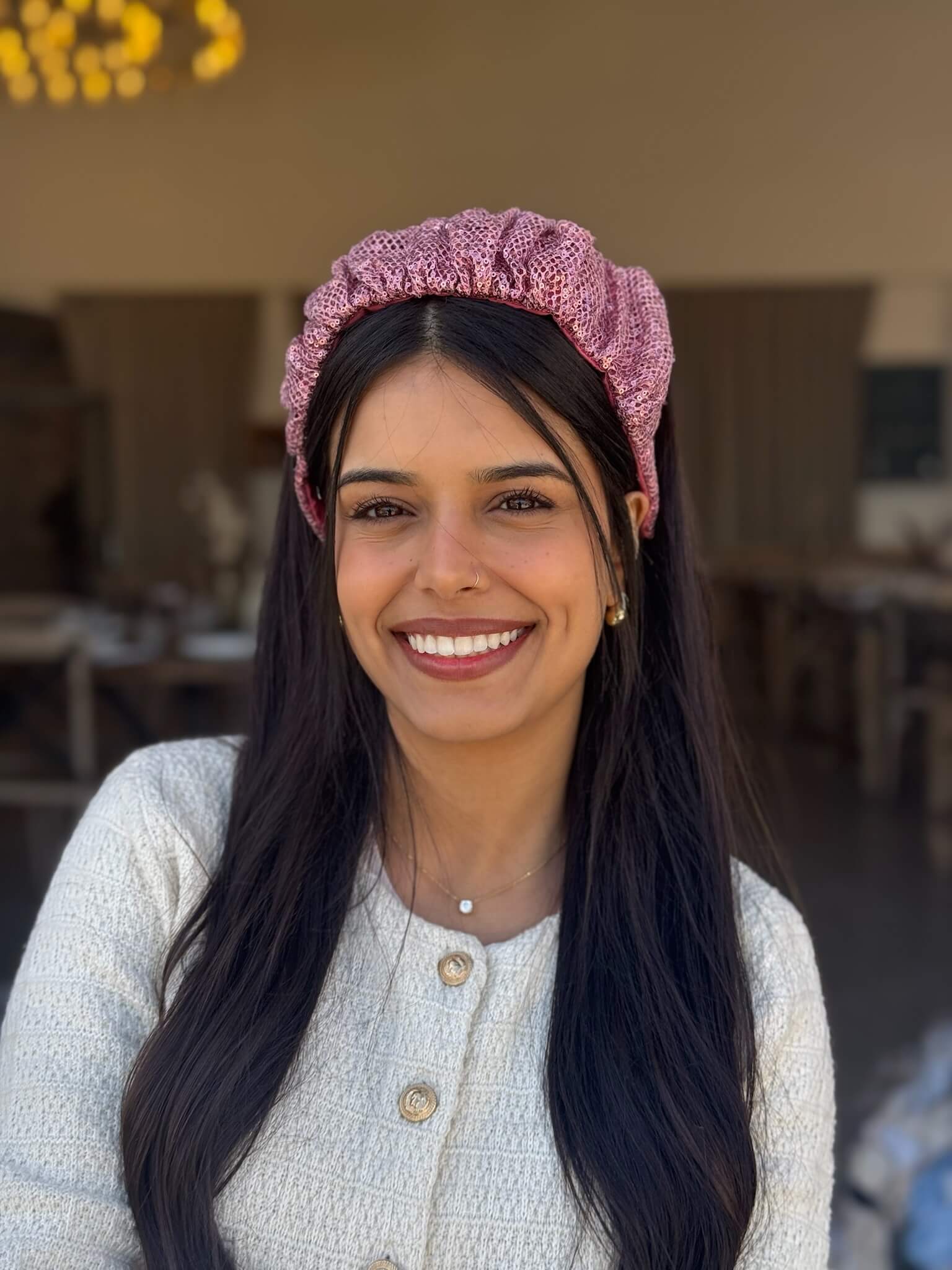 קשת לשיער פייט רשת עדין ורוד עתיק מעושן