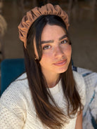 קשת לשיער שיפון מט קאמל מוקה