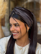 סרט לשיער שיפון מקומט שחור מבריק