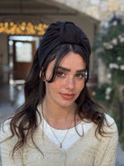 סרט קשירה לשיער מיני פליסה שחור