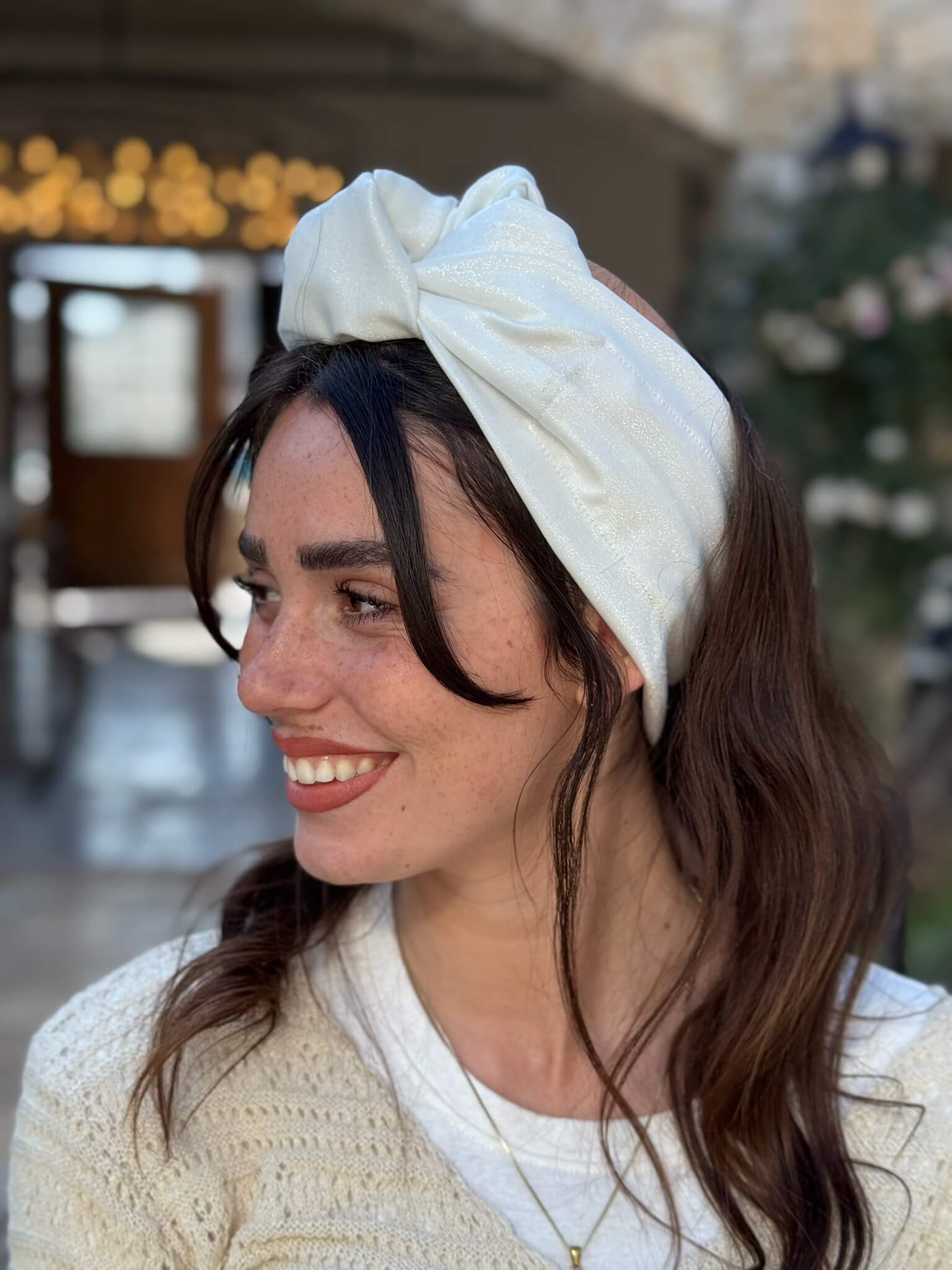 סרט קשירה לשיער אוף ווייט מבריק מנצנץ