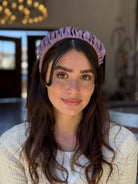 קשת לשיער שיפון פרחוני לילך צבע על צבע